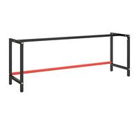 vidaXL Cadre de Banc de Travail Cadre d'Etabli Base de Table de Travail Support de Banc de Travail Noir et Rouge Mat 220x57x79 cm Métal