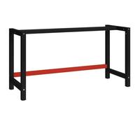 Cadre De Banc De Travail Métal 150x57x79 Cm Noir Et Rouge Avec Trous Pré-Percés Rouge