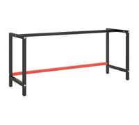 vidaXL Cadre de banc de travail en métal 180x57x79 cm noir et rouge mat pré-percé