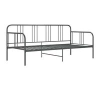 vidaXL Cadre de Canapé-lit Cadre de Lit Simple Adulte Cadre à Lattes Sommier à Lattes Chambre à Coucher Salon Intérieur Gris Métal 90x200 cm