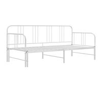 vidaXL Cadre de Canapé-lit Extensible Cadre de Lit Simple Adulte Cadre à Lattes Sommier à Lattes Chambre Salon Intérieur Blanc Métal 90x200 cm