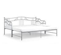 vidaXL Cadre de Canapé-lit Extensible Lit d’Invité Lit Superposé Simple Lit d'Appoint Salon Salle de Séjour Chambre à Coucher Gris Métal 90x200 cm