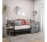vidaXL Cadre de Canapé-lit Extensible Lit d’Invité Lit Superposé Simple Lit d'Appoint Salon Salle de Séjour Chambre à Coucher Noir Métal 90x200 cm
