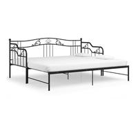 vidaXL Cadre de Canapé-lit Extensible Lit d’Invité Lit Superposé Simple Lit d'Appoint Salon Salle de Séjour Chambre à Coucher Noir Métal 90x200 cm