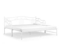 vidaXL Cadre de Canapé-lit Extensible Lit d’Invité Lit Superposé Simple Lit d'Appoint Salon Salle de Séjour Chambre à Coucher Blanc Métal 90x200 cm
