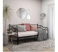 vidaXL Cadre de canapé-lit extensible Noir – métal enduit de poudre 90x200 cm