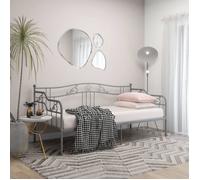 vidaXL Cadre de Canapé-lit Lit d’Invité Lit Superposé Simple Lit d'Appoint Salon Salle de Séjour Chambre à Coucher Intérieur Gris Métal 90x200 cm