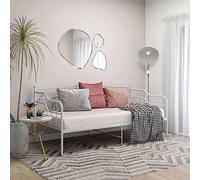 vidaXL Cadre de Canapé-lit Lit d’Invité Lit Superposé Simple Lit d'Appoint Salon Salle de Séjour Chambre à Coucher Intérieur Blanc Métal 90x200 cm
