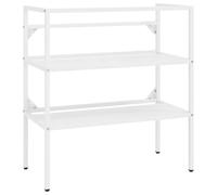 vidaXL Cadre de Lavabo de Salle de Bain Support de Lavabo Meuble de Rangement de Salle de Bain Maison Intérieur Blanc 79x38x83 cm Fer