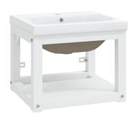 vidaXL Cadre de lavabo de salle de bain vasque à encastrer Blanc Fer
