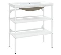 vidaXL Cadre de lavabo de salle de bain vasque à encastrer Blanc Fer
