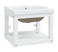 vidaXL Cadre de lavabo de salle de bain vasque à encastrer Blanc Fer