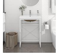 vidaXL Cadre pour lavabo de salle de bain 3101386 – Vasque à encastrer Blanc Fer