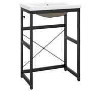 vidaXL Cadre de lavabo pour vasque à encastrer – Fer Noir