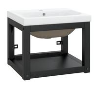 vidaXL Cadre de lavabo de salle de bain vasque à encastrer Noir Fer