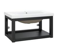 vidaXL Cadre de lavabo pour vasque à encastrer – en fer noir