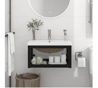 vidaXL Cadre de lavabo pour vasque à encastrer – en fer noir