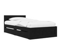 vidaXL Cadre de lit 2 pièces chêne noir bois d'ingénierie, lit minimaliste, design fonctionnel de chambre, rangement, meubles contemporains, style moderne