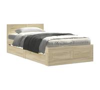 vidaXL Cadre de lit 2 pièces en chêne Sonoma Bois d'ingénierie, lit minimaliste, design fonctionnel de chambre, rangement, meubles contemporains, style moderne