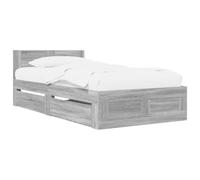 vidaXL Cadre de lit 2 pièces Sonoma gris bois d'ingénierie, lit minimaliste, design fonctionnel de chambre, rangement, meubles contemporains, style moderne