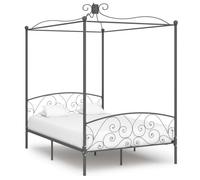 Vidaxl Cadre De Lit À Baldaquin Sans Matelas Gris Métal 140x200 Cm Gris