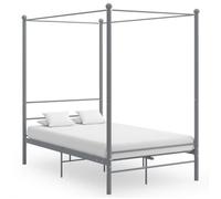 Vidaxl Cadre De Lit À Baldaquin Sans Matelas Gris Métal 140x200 Cm Gris
