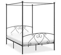 Vidaxl Cadre De Lit À Baldaquin Sans Matelas Gris Métal 160x200 Cm Gris