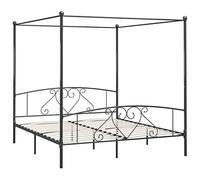 vidaXL Cadre de Lit à Baldaquin Lit Double Lit Adulte Lit Coffre Sommier à Lattes Chambre à Coucher Maison Intérieur Gris Métal 180x200 cm