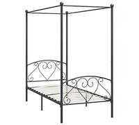 vidaXL Cadre de Lit à Baldaquin Lit Double Lit Adulte Lit Coffre Sommier à Lattes Chambre à Coucher Maison Intérieur Gris Métal 120x200 cm