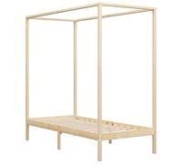 vidaXL Cadre de Lit à Baldaquin Lit Simple Lit Adulte Lit Coffre Sommier à Lattes Chambre à Coucher Maison Intérieur 100x200 cm Bois de Pin Massif