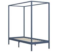 vidaXL Cadre de Lit à Baldaquin Lit Simple Lit Adulte Lit Coffre Sommier à Lattes Chambre à Coucher Maison Gris 100x200 cm Bois de Pin Massif