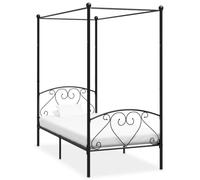 vidaXL Cadre de Lit à Baldaquin Lit Simple Lit Adulte Lit Coffre Sommier à Lattes Chambre à Coucher Maison Intérieur Noir Métal 90x200 cm