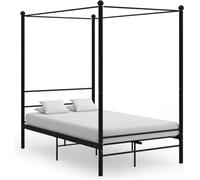 Vidaxl Cadre De Lit À Baldaquin Sans Matelas Noir 140x200 Cm Métal Noir
