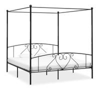vidaXL Cadre de lit à baldaquin Blanc métal 90x200 cm Simple Adulte