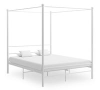 Vidaxl Cadre De Lit À Baldaquin Sans Matelas Blanc 160x200 Cm Métal Blanc