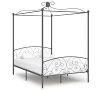 Vidaxl Cadre De Lit À Baldaquin Sans Matelas Gris Métal 140x200 Cm Gris