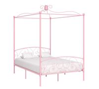 Cadre De Lit À Baldaquin Rose Métal 120 X 200 Cm Rose