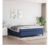 vidaXL Cadre de lit rembourré avec sommier à lattes lit double 180x200 cm bleu tissu