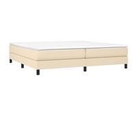 vidaXL Cadre de lit rembourré – Sommier à lattes, pieds, tissu crème, 200x200 cm