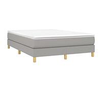 vidaXL Cadre de lit G – Tissu gris clair 140x190 cm avec sommier à lattes, sans matelas