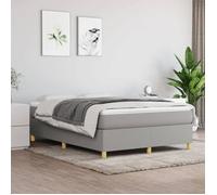 vidaXL Cadre de lit à lattes gris clair 140x190 cm tissu 3120953