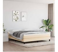 vidaXL Cadre de lit rembourré avec pieds – Lit double 180x200 cm, sommier à lattes, tissu crème