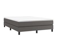 vidaXL Cadre de lit rembourré à lattes – Lit double 140x190 cm, similicuir gris, moderne