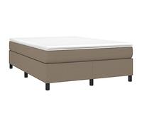 vidaXL Lit double rembourré à ressorts 140x200 cm Tissu Taupe avec sommier à lattes