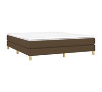 vidaXL Cadre de lit double rembourré 160x200 cm, sommier à lattes, tissu marron foncé