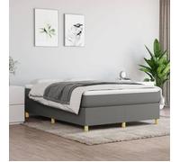 vidaXL Cadre de lit rembourré à ressorts, sommier à lattes – Tissu gris foncé 140x190 cm