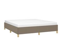 vidaXL Cadre de lit à Lattes, Lit Rembourré, Lit Double avec Sommier à Lattes, Lit Adulte de Chambre à Coucher, Moderne, Taupe 160x200 cm Tissu