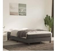 vidaXL Cadre de lit rembourré double en velours moderne – Sommier à lattes 120x200, gris foncé