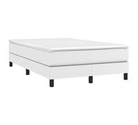 vidaXL Cadre de lit rembourré – Lit double 120x200 cm blanc, similicuir, sommier à lattes