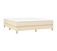 vidaXL Cadre de lit rembourré double moderne avec sommier à lattes, tissu crème 180x200 cm